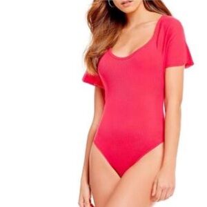 NWT INTIMATELY FREE PEOPLE | Bryon Ribbed Flutter Sleeve Bodysuit Top Sz.‎ Large